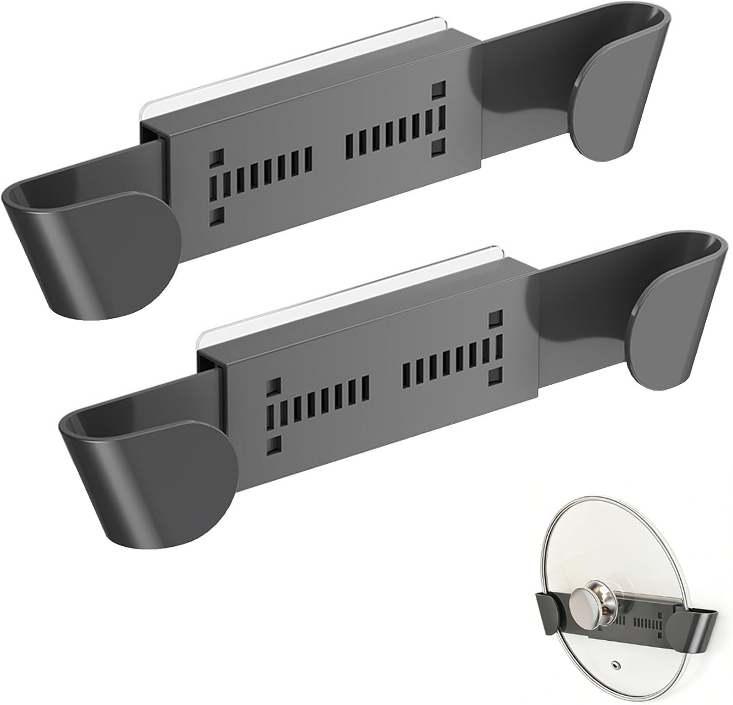 Universal Pot Lid Holder Organizer for Cabinet, Gray, 2 Pack | Pan Lid Organizers, Inside Door Wall Mount, Pots Top Rack