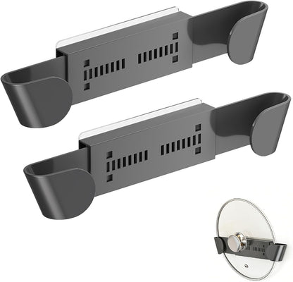 Universal Pot Lid Holder Organizer for Cabinet, Gray, 2 Pack | Pan Lid Organizers, Inside Door Wall Mount, Pots Top Rack