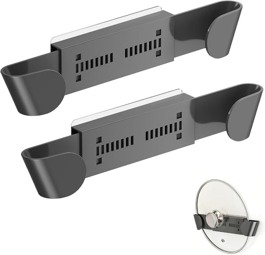 Universal Pot Lid Holder Organizer for Cabinet, Gray, 2 Pack | Pan Lid Organizers, Inside Door Wall Mount, Pots Top Rack