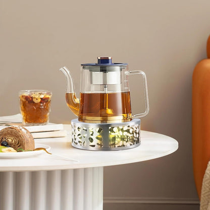 4PCS 430 Stainless Steel Teapot Warmer, Teapot Heater with Tealight Holder, Tea Pot Warmer Base for Meet for Tea