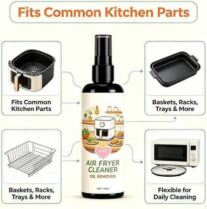 2-in-1 Air Fryer Cleaner and Degreaser Spray, Fast-Acting (1PCS) | Fast and Powerful Oil-Removing Spray, Instantly Dissolves Baked-On Grease, For Air Fryer Baskets, Racks, And Trays