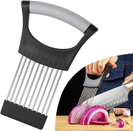 Onion Holder for Slicing, Lemon Slicer Cutter, Food Vegetable Chopper Assistant Tool for Meat, Potato and Tomato (Red, 1PCS)
