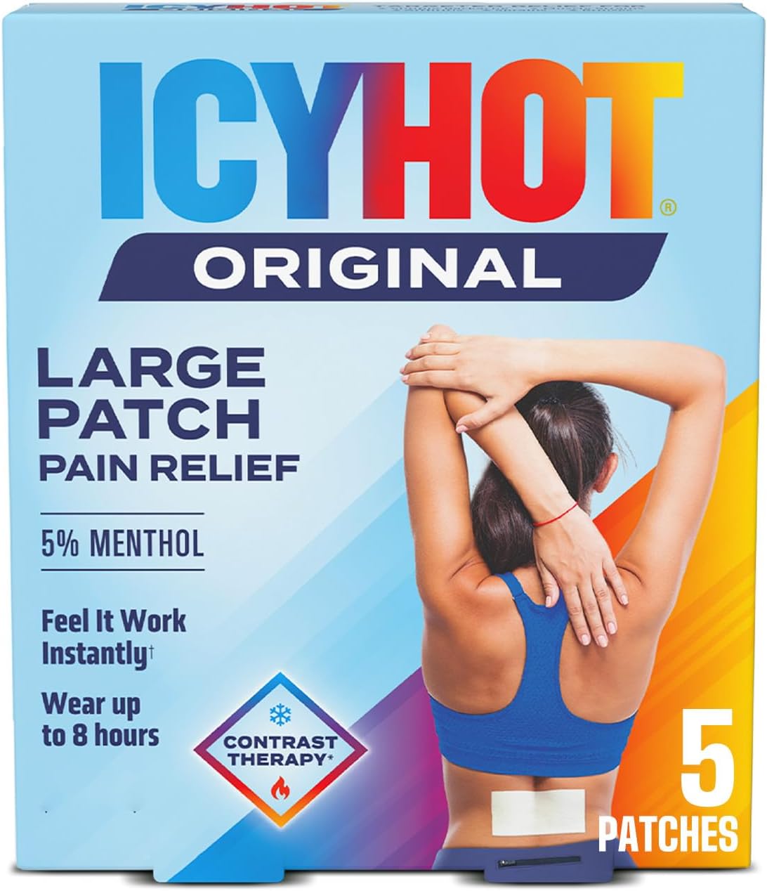 Icy Hot Medicated Patch Extra Strength Pain Relief Patch for Back or Large Area, 5 Count