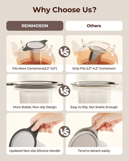 304 Stainless Steel Tea Infuser for Loose Leaf Tea Steeper | Extra Fine Mesh Large Tea Strainers & Filters with Food Grade Silicone, Tea Diffusers for Loose Tea, Cup, Mug, Teapot