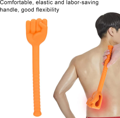Manual Back Massagers, Massage Stick Hammer, Silicone Massage Hammer with Anti-Slip Long Handle, Fist Massager for Back Legs Arms Neck Shoulder Pain Relief(Orange)