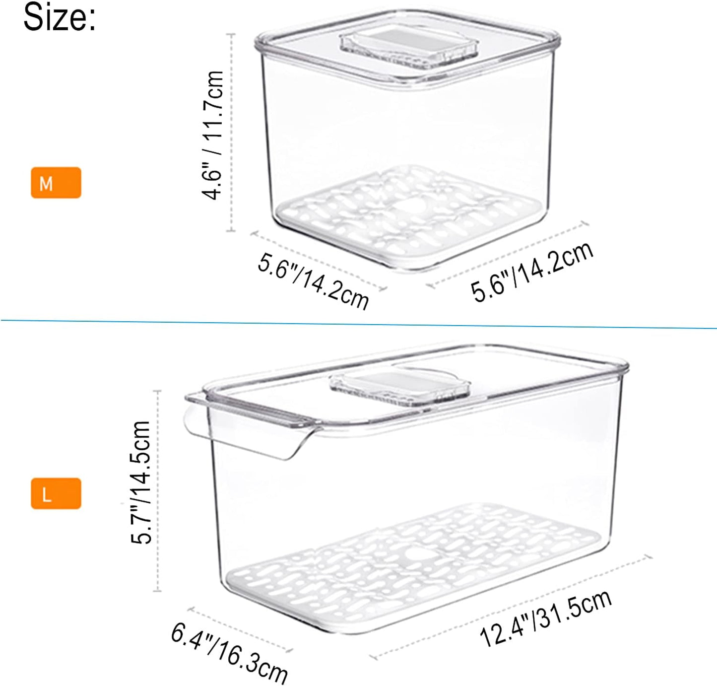 Fridge Produce Saver Food Storage Bin Containers, Stackable Refrigerator Freezer Organizer Fresh Keeper Container with Vented Lids, 3 Pack