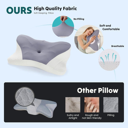 Sweetcrispy Cervical Pillow for Neck Pain Relief, Cooling Memory Foam