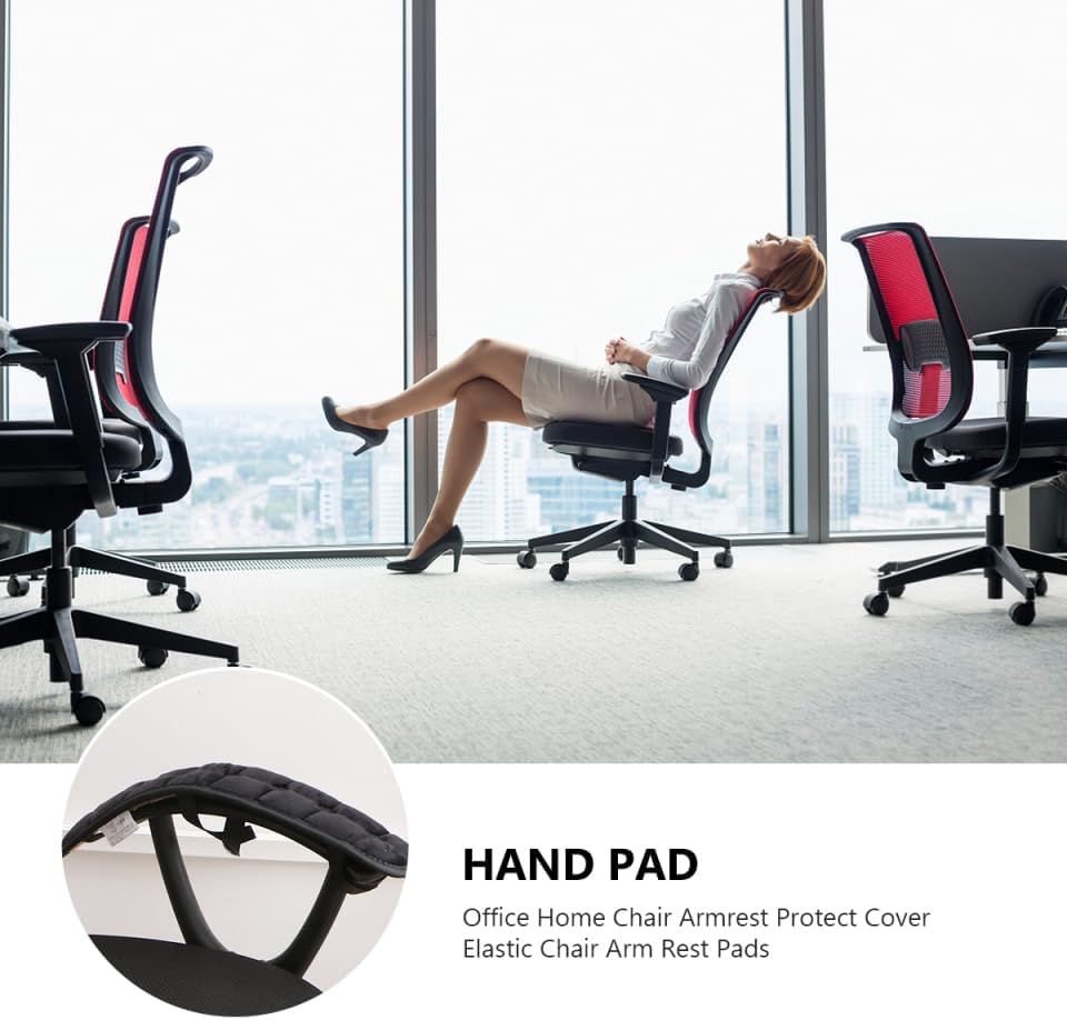 SHINEOFI Office Chair Armrest Pads 17.7 Inch Washable Armrest Covers with Straps Comfortable Arm Cushions for Gaming and Desk Chairs