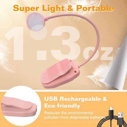 KTEBO 2 Pack Rechargeable Book Light Clip-On Reading Light for Books in Bed | 9 eye-friendly modes from 3 color temperatures and 3 brightness, USB-C up to 30 hrs - Black & Black