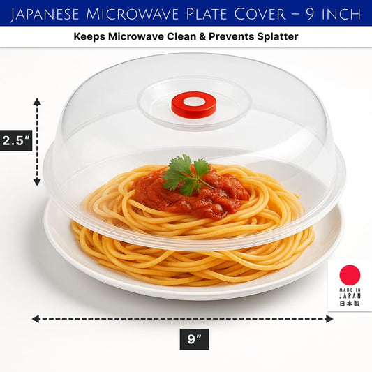 JapanBargain Microwave Plate Cover with Steam Vent, Easy Grip Splatter Guard Lid for Food Reheating, BPA-Free Plastic Dishwasher Safe, Made in Japan, 9 Inch