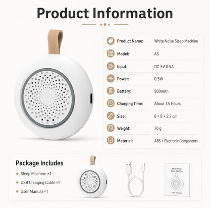 Portable White Noise Machine for Baby, 24 Nursery Sleep Sounds, Night Light