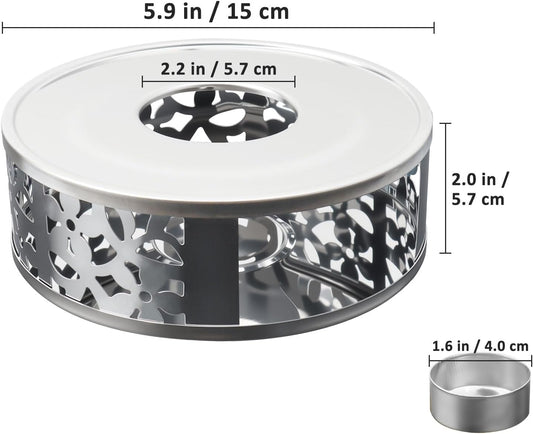 Tea Warmer Petals Silhouette, 4 Pack | Stainless Steel Teapot Warmer, With Tealight Holder