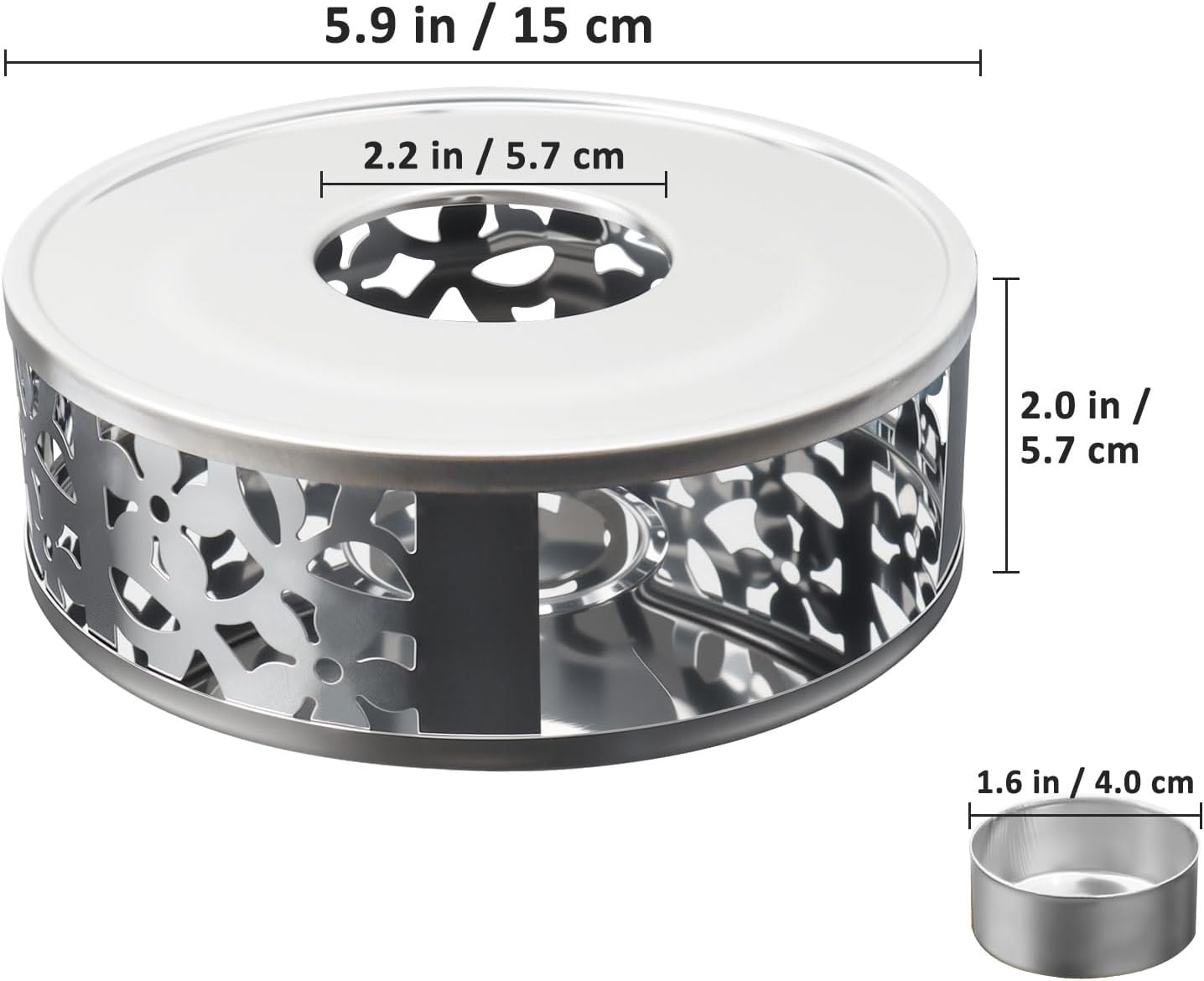 Tea Warmer Petals Silhouette, 3 Pack | Stainless Steel Teapot Warmer, With Tealight Holder