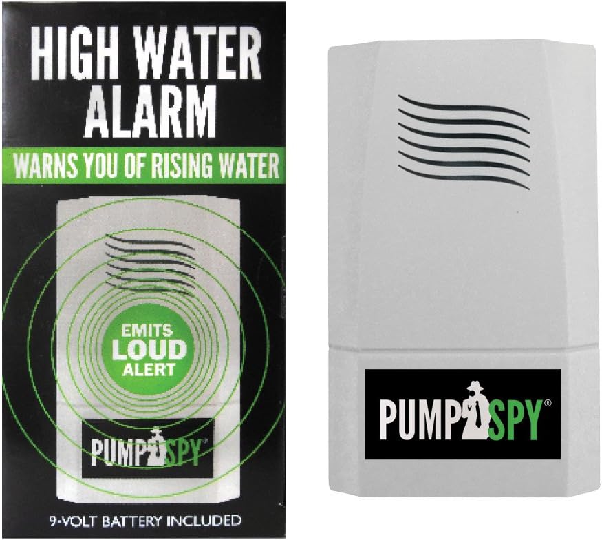 Battery Operated High Water Alarm - 100dB Water Leak Detector with 6-Foot Sensor Extension & 9V Battery Included - Ideal for Sump Pumps, Water Heaters, and Laundry Rooms