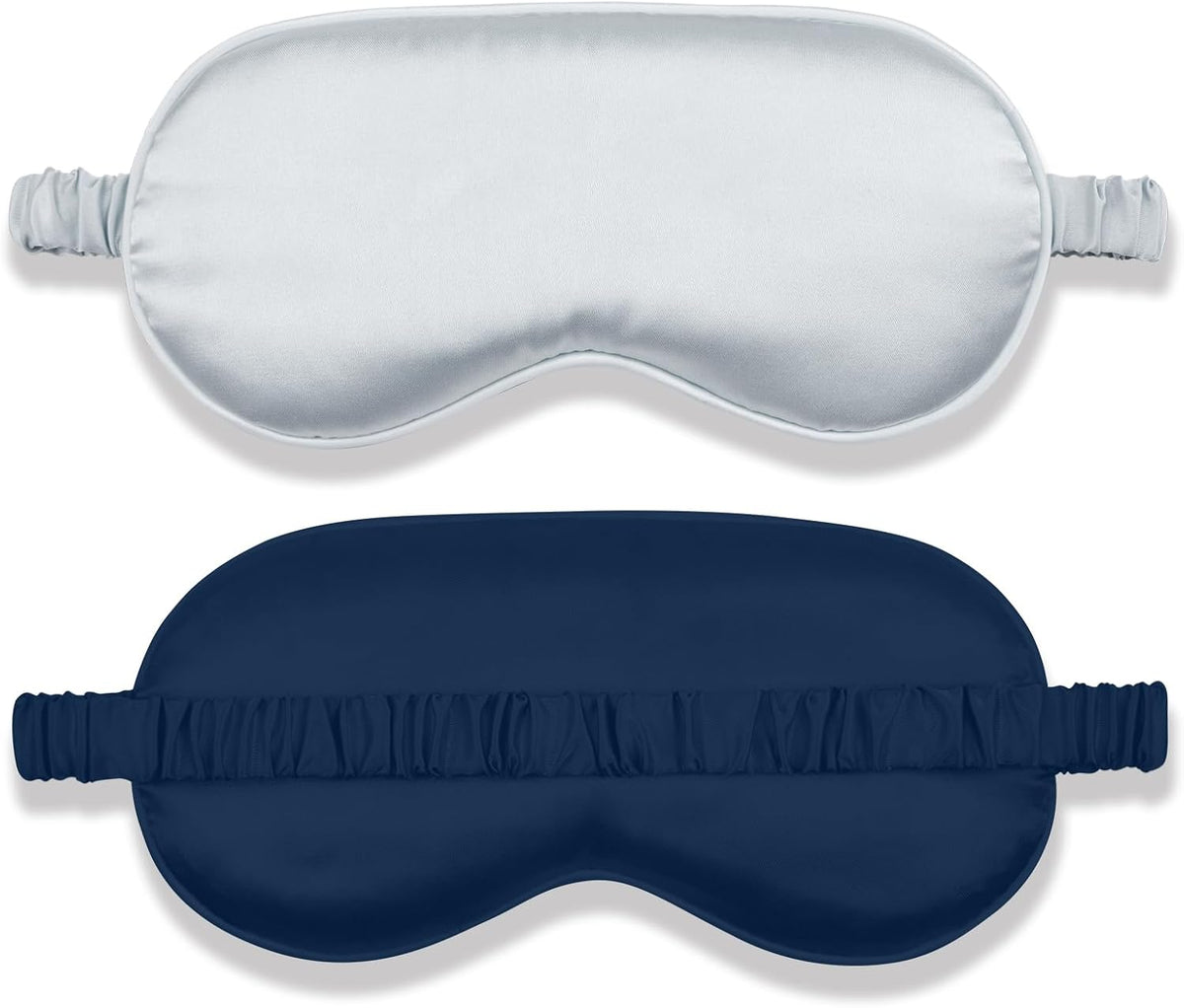 Amrules 2 Pack Silk Sleep Mask Set Adjustable, Blush Pink & Black