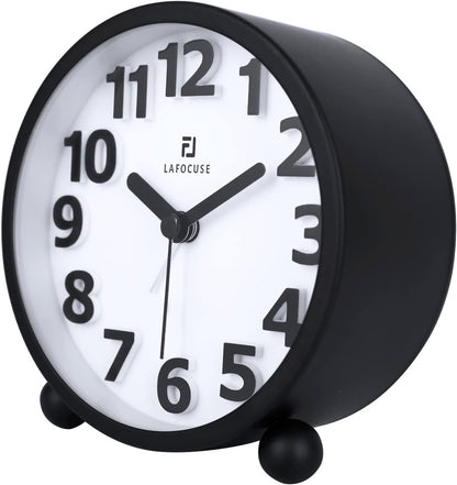 Lafocuse Black Battery Operated Alarm Clocks for Bedrooms Heavy Sleepers