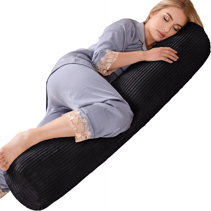 1 MIDDLE ONE Body Pillow for Adults, Bolster Pillow with Removable Velvet Cover, Long Round Cervical Roll Pillow, 35 x 7.87 Inches, Blue