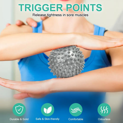 URAQT Spiky Massage Ball Set, 2 Pack Physical Therapy Massage Balls, Hard Lacrosse Ball & Spiky Massage Ball for Myofascial Release and Trigger Point Deep Tissue Massage (Purple)
