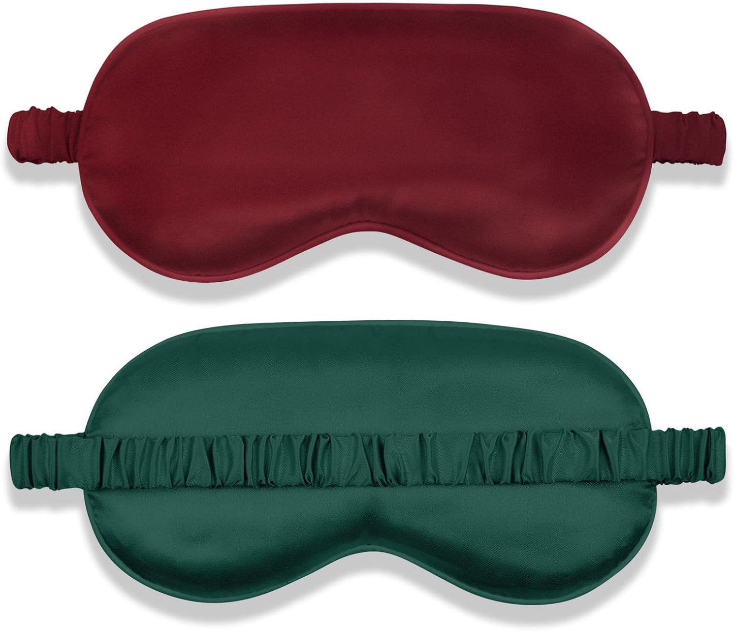 Amrules Sleep Mask Set of 2, Adjustable Silk Eye Mask for Sleeping, Soft Sleeping Eye Shade Cover for Women, Good for Blocking Light, Reducing Puffiness, Enhancing Sleep Quality (Blush Pink & Black)