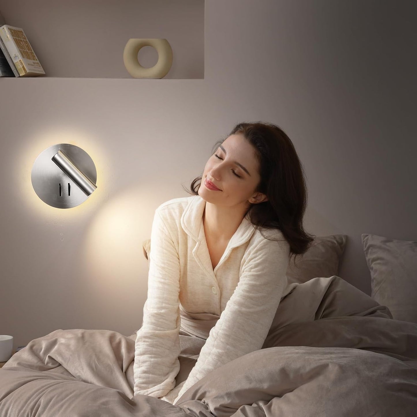 ZEROUNO Hardwired Sconces Wall Mounted Reading Lights with Switch LED Wall Lighting for Bedroom Bedside Lamps (Black)