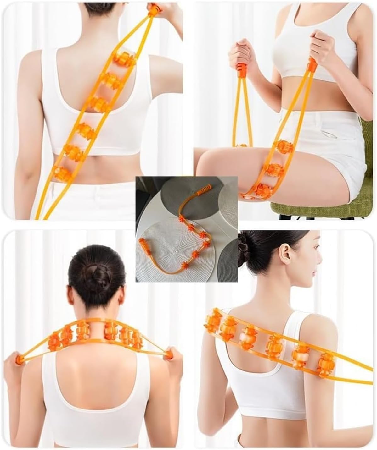 Back Massage Roller Rope, Professional Self Massage Tools, Portable Manual Massage Strap for Back Neck Leg Pain Relief Therapy Lymphatic Muscle Recovery Waist for Pain Relief