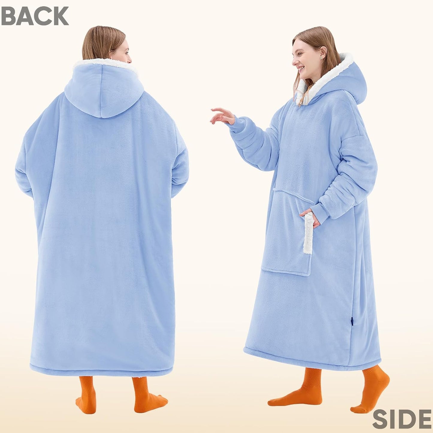 yescool Wearable Blanket Hoodie, Flannel Sherpa Fleece Blanket Sweatshirt for Adults Women Men,One Size Fits All - Colors A