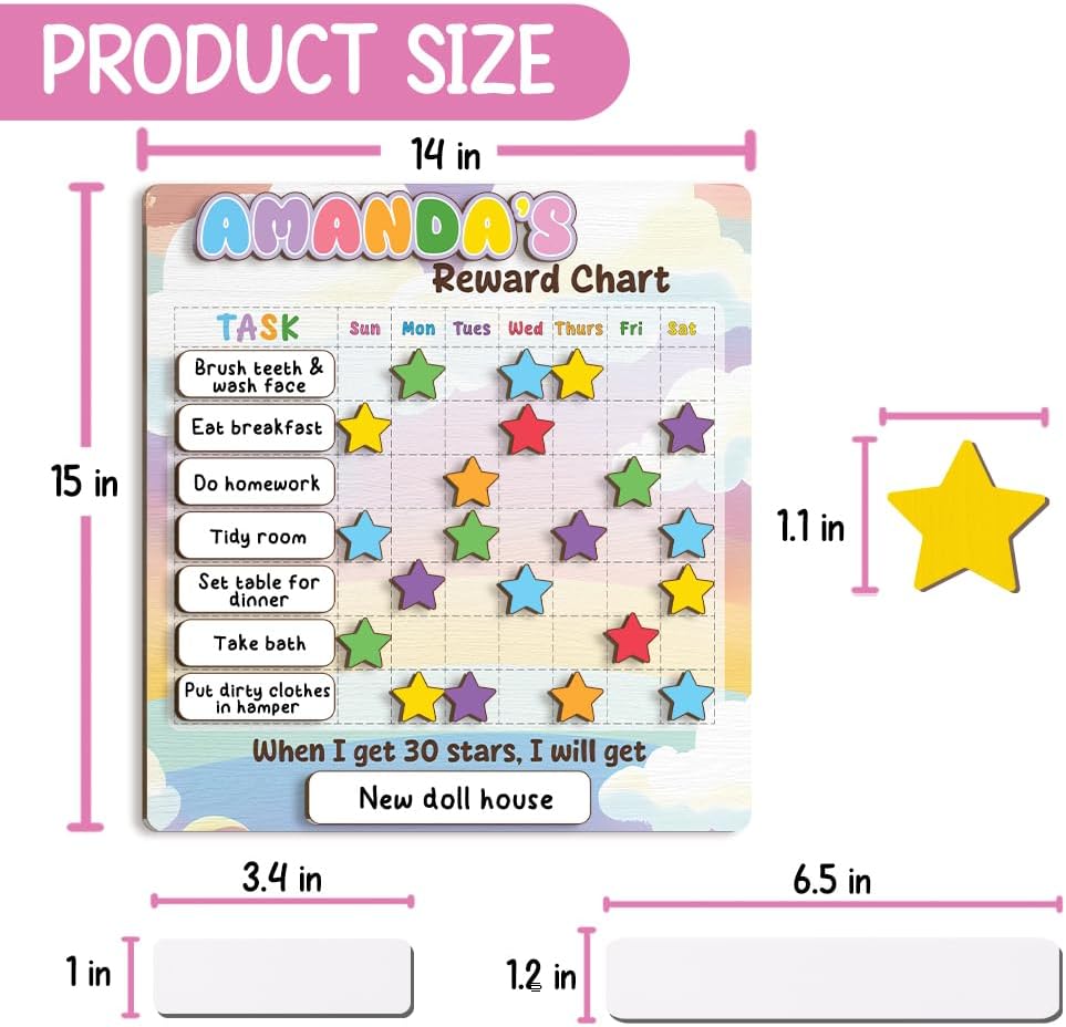 TinyKidz Wooden Daily Routine Chart 11x15, Schedule Board for Kids, Wooden Chore Chart for Kids, Responsibilities Chart for Toddlers, Morning Bedtime Routine for Toddlers