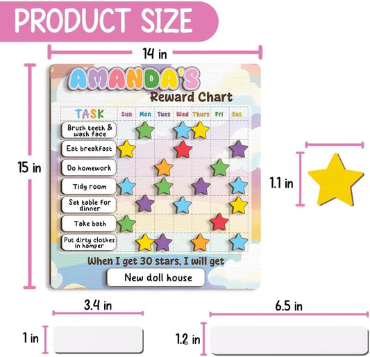 TinyKidz Wooden Daily Routine Chart 11x15, Schedule Board for Kids, Wooden Chore Chart for Kids, Responsibilities Chart for Toddlers, Morning Bedtime Routine for Toddlers