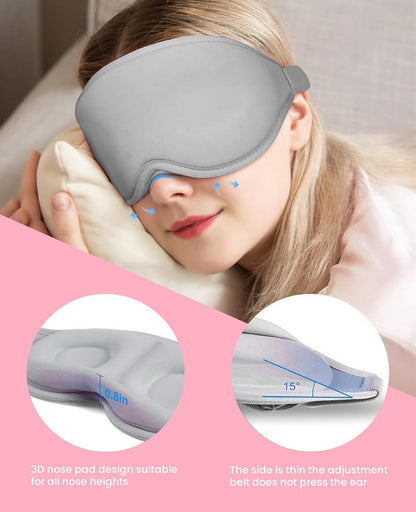 Sleep Mask for Side Sleeper Women Men, Light Blocking Eye Mask for Sleeping, 3D Contoured Cup Sleeping Mask for Zero Eye Pressure, with Adjustable Elastic Strap for Sleep Travel, Pink
