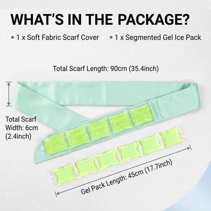 Cooling Towel with Soft Gel Ice Pack Inserts |Gel Ice Packs Reusable - Multi Purpose Compression Wrap - Neck, Legs, Arms, Shoulders - Ideal for Post Surgery, Migraines, Hiking and Injuries (Blue)