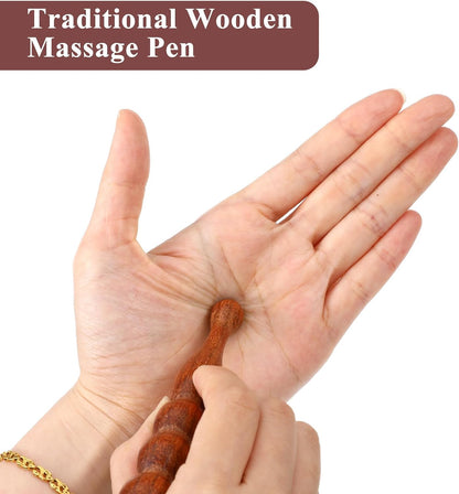 2Pcs Sandalwood Acupressure Pen, Relaxing Body Hand & Foot | Acupuncture Pen Massage Tool, Reflexology Wooden Foot Massager Roller, Pressure Point Stick Tool