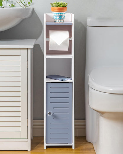 AOJEZOR Toilet Paper Holder Stand: Small Space Bathroom Storage for Renters