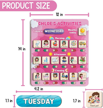 Daily Routine Chart for Kids, Visual Schedule, Routine Chart for Toddlers 3-5, Morning Bedtime Routine Chart for Toddlers, Wooden Chore Chart for Kids