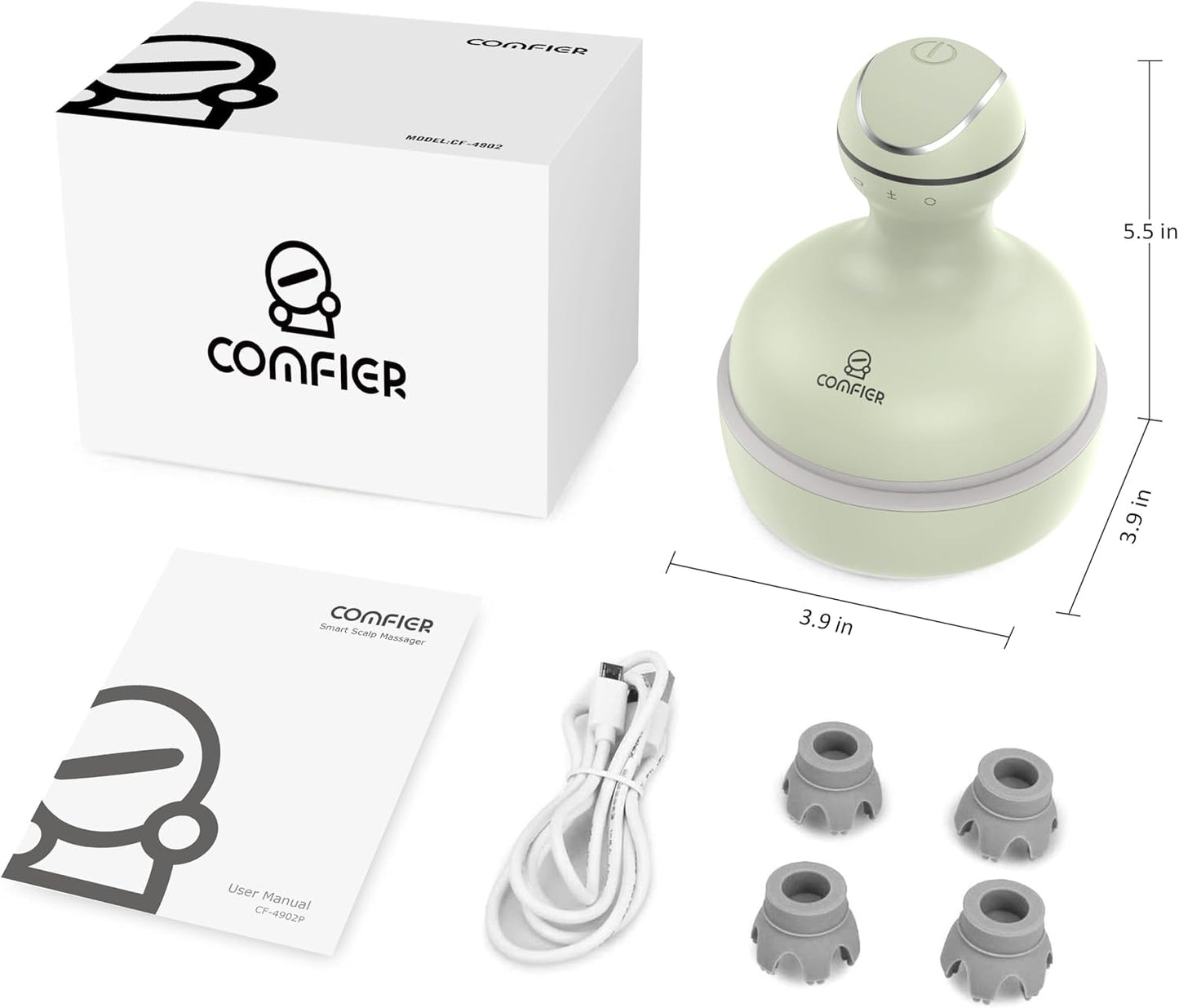 COMFIER Electric Cordless Hair Scalp Massager with Kneading 84 Massage Nodes, Handheld Portable Head Scratcher Massager for Hair Growth, Deep Clean and Stress Relax, Gifts for Men Dad