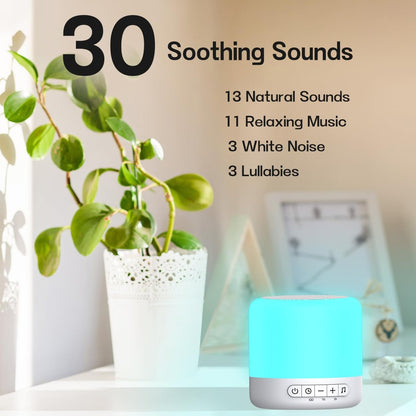 Easysleep White Noise Sound Machine with 30 Sounds 12 Night Light 32 Volume 3 Timers Portable Sleep Sound Machine for Office Travel Noise Canceling Lullaby & Rain Sound for Baby Kids Adults