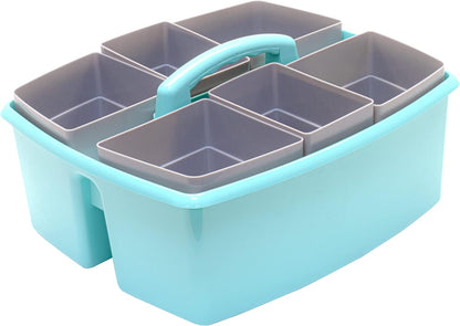 Storex 2-Compartment Large Cleaning Caddy – Multipurpose Supply Organizer with Handle - Black, 1-Pack (00973A06C)