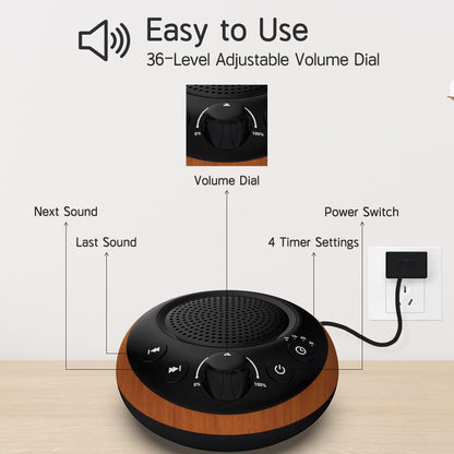 Sound Machine Loud White Noise Machine Nonstop Brown Noise Sleep Machine 30 Soothing Sounds for Baby Kids Adults Pink Noise Sounds Machine 36-Level Vol 4 Timer Memory Function for Home Travel Office