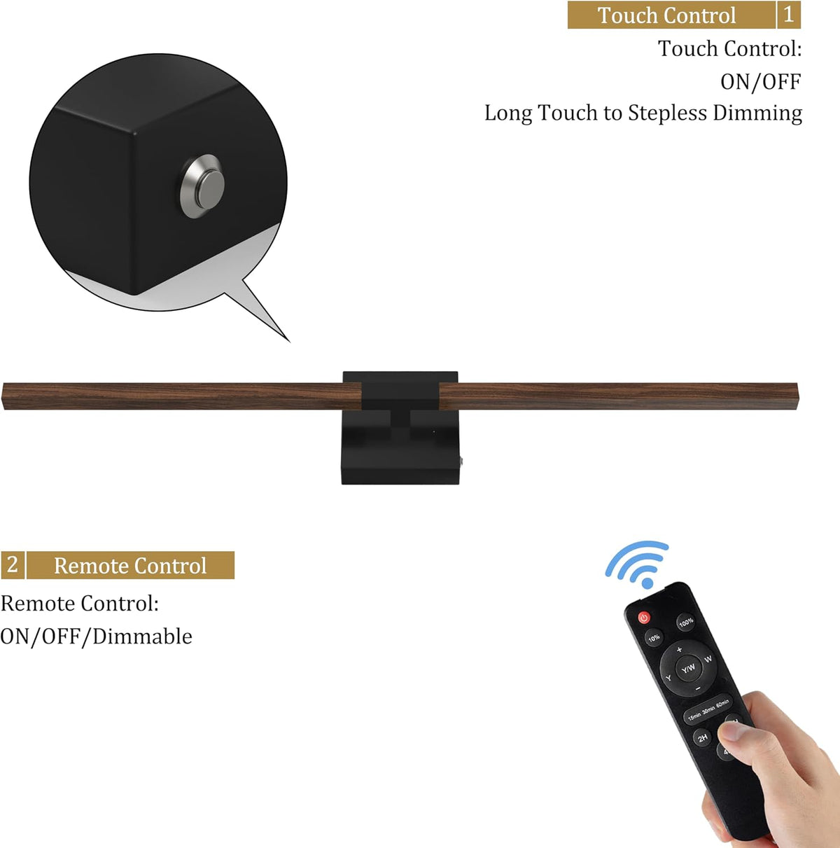 Rayogale Black Battery Operated Wall Sconce with Remote Control 8000mAh