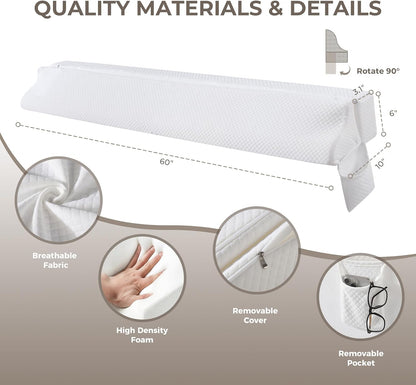 Bed Wedge Gap Filler Queen Size, Wedge Pillow for Headboard Gap, 60×10×6 in
