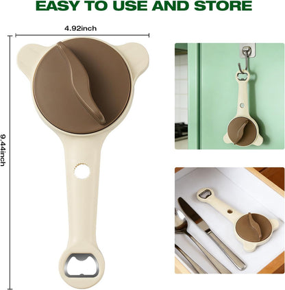 RAIN SPIRIT Adjustable Jar Opener for Seniors & Weak Hands,Bottle Cap | Opener Ergonomic Manual for Small to Large Lids (1"-3.5") – Multifunction Kitchen Tool for Arthritic Hands, Beer, Jars