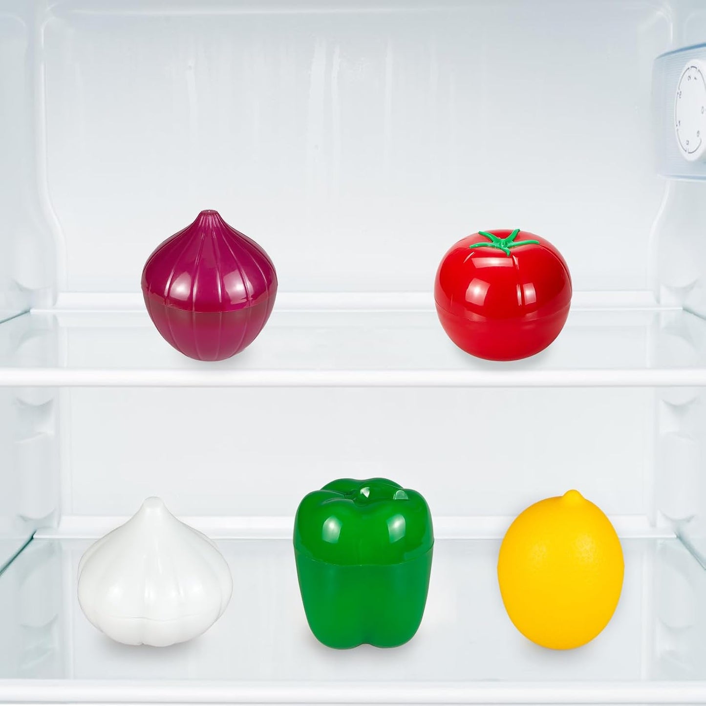 Vegetable and Fruit Storage Containers for Refrigerator, Lemon Tomato Garlic Avocado and Onion Storage, Food Storage Containers with Lids, Pack of 5