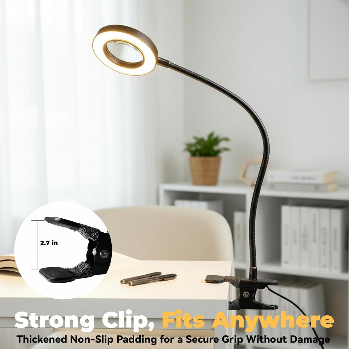 LALISU Desk lamp Eye-Caring Table Lamps, 360°Rotation Gooseneck Clip Lamp
