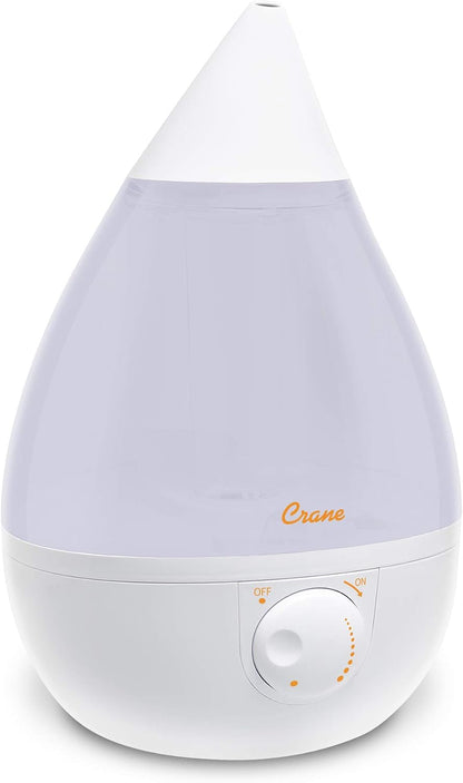 Crane Ultrasonic Cool Mist Humidifier for Bedroom, Baby Nursery, Kids Room, Plants, or Office, Large 1 Gallon Tank, Filter Optional, Blue and White