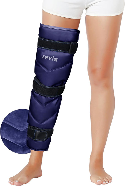 REVIX Full Leg Ice Pack Wrap for Knee, Hip & Thigh, Reusable Cold Gel Wrap
