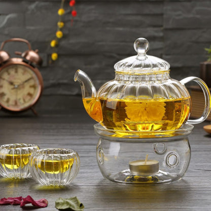 TIDTALEO Glass Teapot Warmer and Coffee Warmer Set, High Borosilicate Glass with Round and Heart-Shaped Heating Bases, 2pcs Tea Accessory for Home and Office Use
