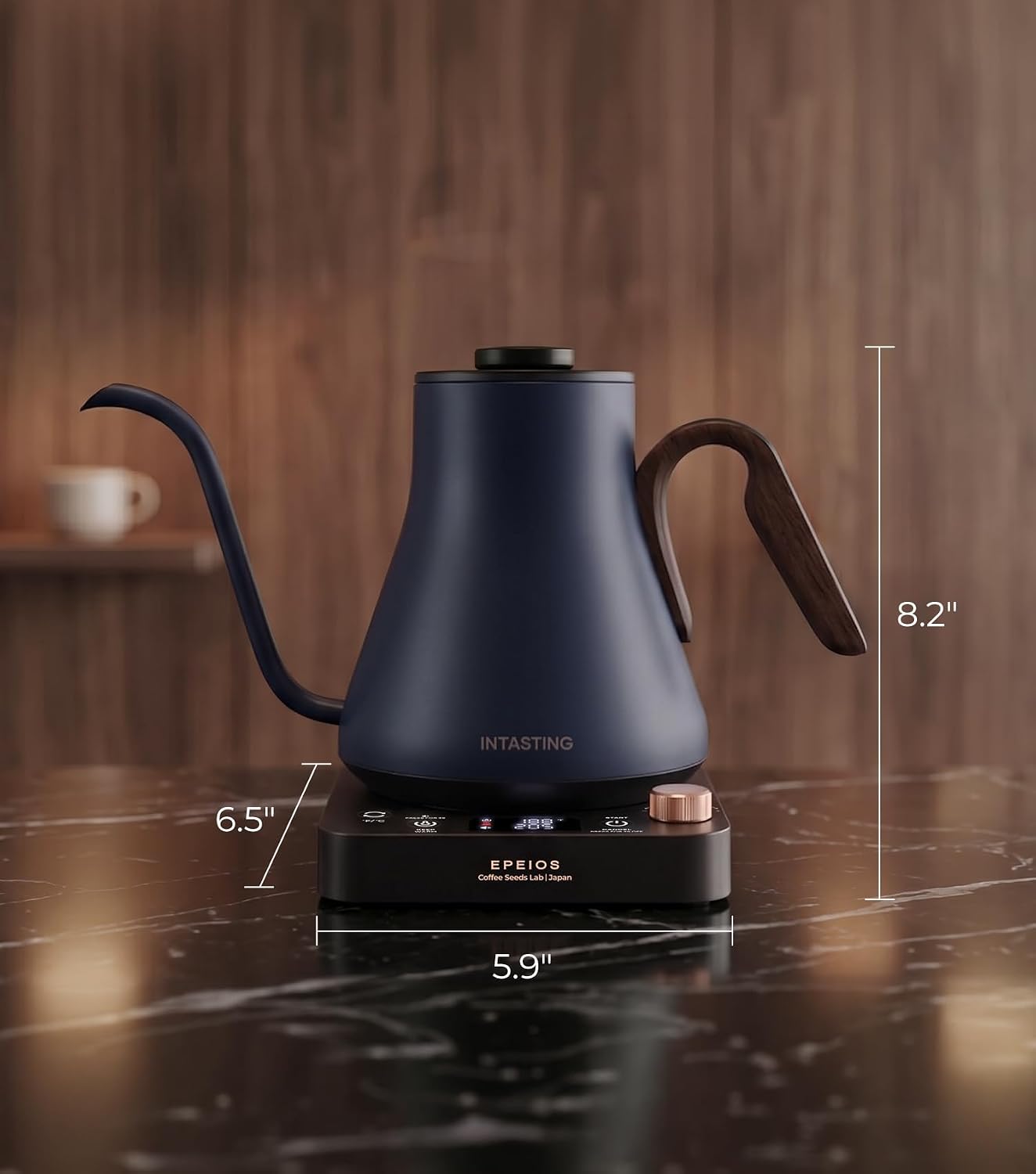 Epeios Electric Kettle, Gooseneck Electric Kettle with ±1°F Temperature Control, 1200W Rapid Heating for Pour Over Coffee & Tea, 304 Stainless Steel Interior, Auto Shut-Off, 0.9L, Black | Rapid Heating, Precision Pour-Over for Coffee & Tea,Smart Hot