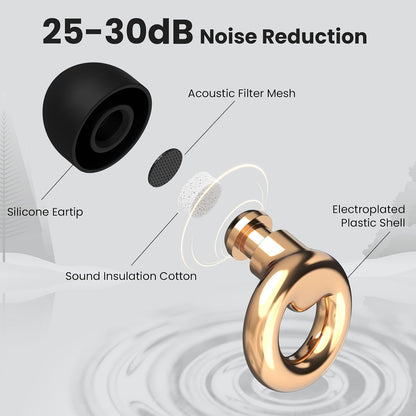 JUSTRVN Ear Plugs for Sleeping,2 Pairs of Stylish Reusable Noise Reduction Earplugs with 8 Pairs Tips & case,Hearing Protection Earplugs for Concert,Travel,Work,Live Events - 25dB-30dB