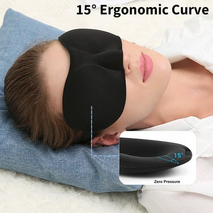Sleep Mask for Back and Side Sleepers 1 Pack, 3D Light Blocking Eye Mask for Sleeping, Zero Pressure Eye Cover for Women and Men, Lightweight Breathable Night Blindfold Black
