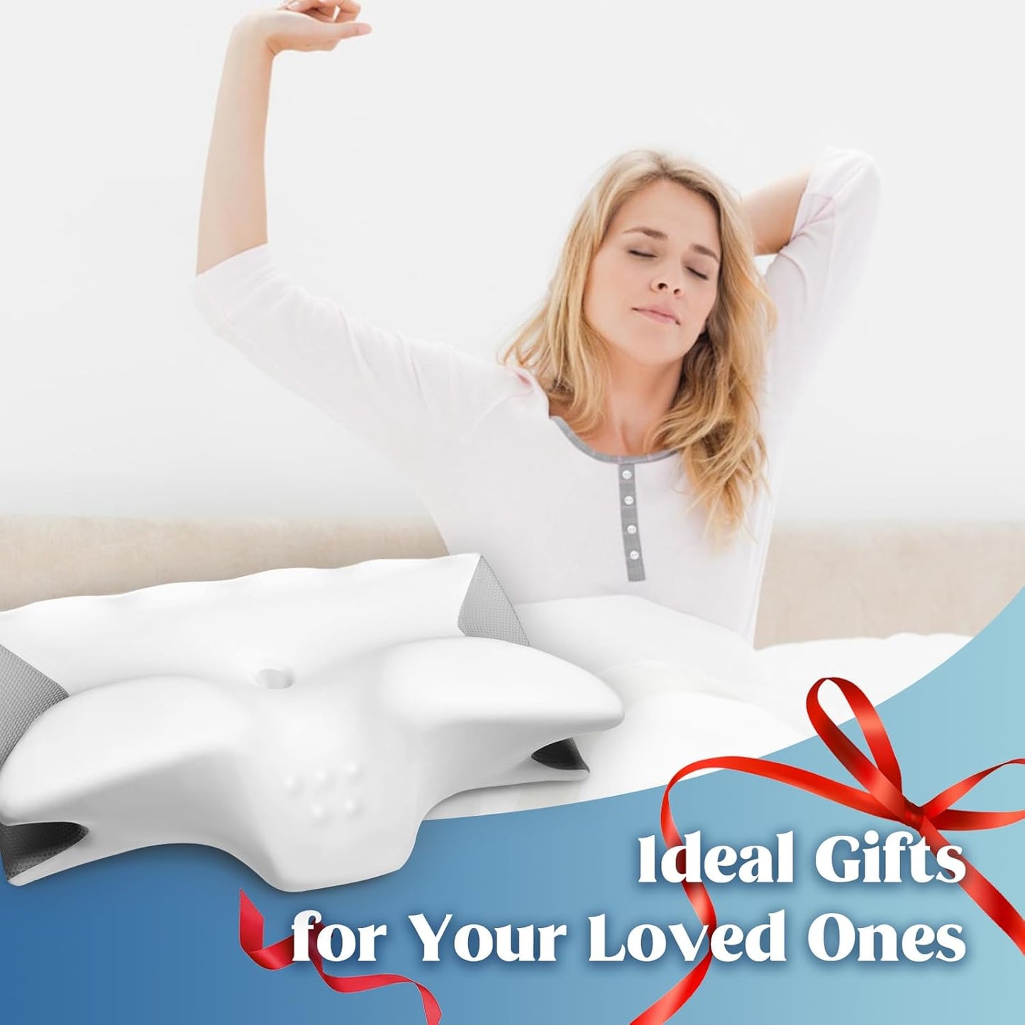 Cervical Pillow for Neck Pain Relief, Cooling Contour Memory Foam Pillows Support Odorless Ergonomic Neck Pillow Adjustable Orthopedic Bed Pillow for Side Back Stomach Sleeper with Pillowcase,Snow