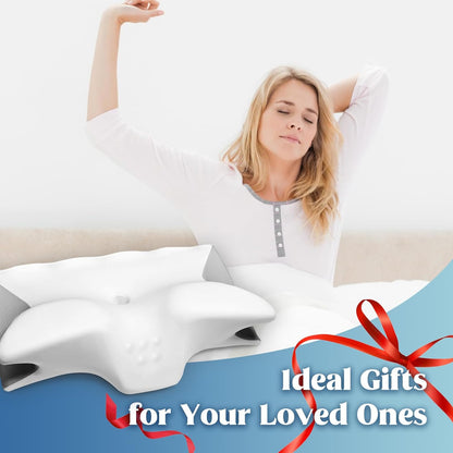 Cervical Pillow for Neck Pain Relief, Cooling Contour Memory Foam Pillows Support Odorless Ergonomic Neck Pillow Adjustable Orthopedic Bed Pillow for Side Back Stomach Sleeper with Pillowcase,Snow